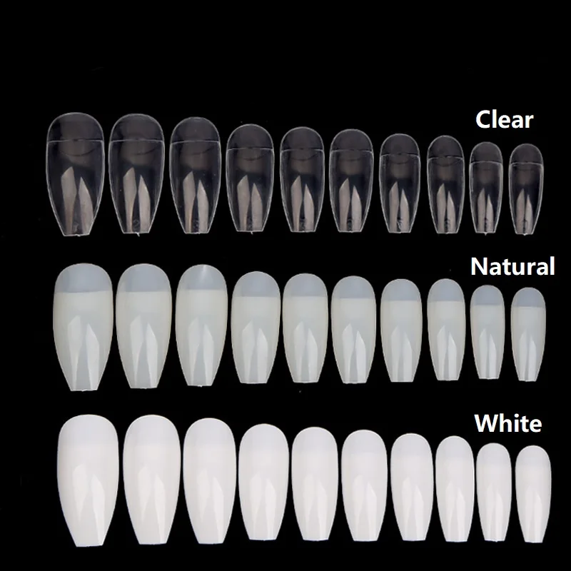 Yimart Korea 500Pcs Half Cover French Coffin Nail Tips Long ABS Artificial Fingernails Ballet Nail Tips Fake Nails Finger