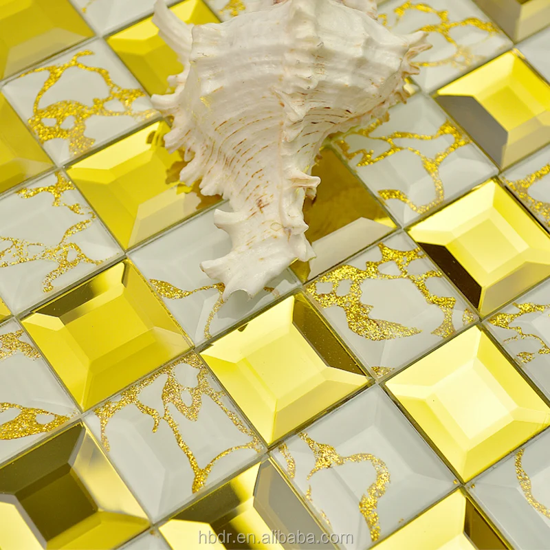 Factory best price Plating golden Europe style Premium glass mosaic patterns