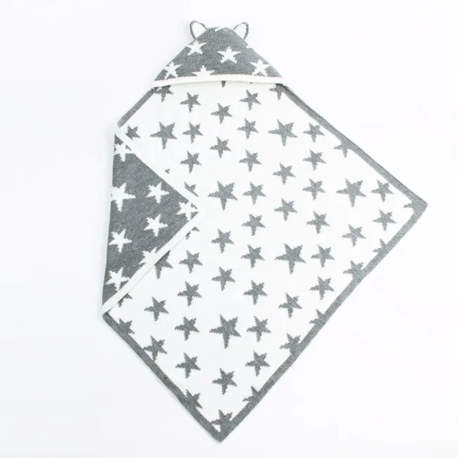 2023 China Newborn Winter Knit Star Receiving Blanket Sweater Crochet Handmade Button for Baby Sleeping Bag Baby Quilt Blanket