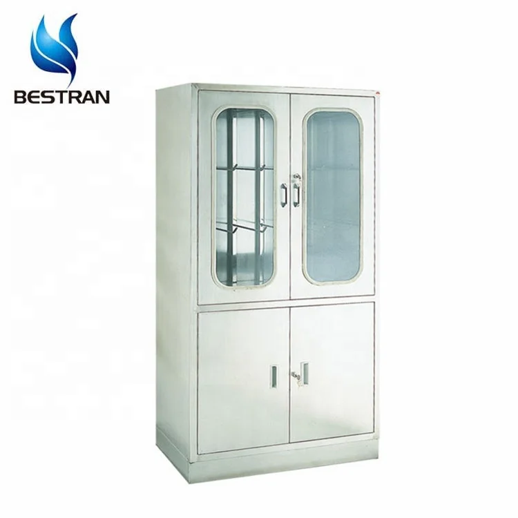 BT-AP009 medical equipment stainless steel 304/201 glass door hospital Instrument Cabinet with lock hospital cabinet medicine