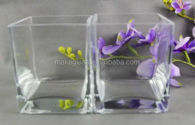 eco-friendly square glass candle holder,square glass candle jar