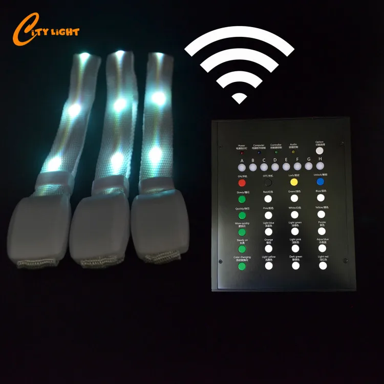 Remote Controlled 15 multicolor RGB DMX Proragrammed Nylon  LED Bracelet for Concert