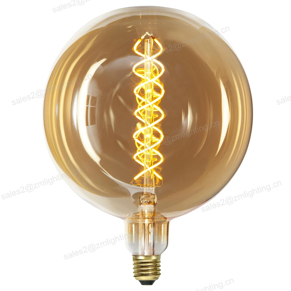 2100K Gold E27 Edison Screw Dimmable G150 G200 G300 G380 4 WATT LED Megaglobe Spiral Filament Light Bulb