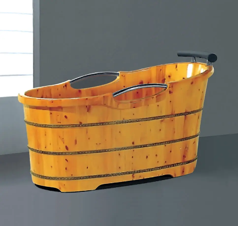 High quality red cedar wooden barrel bathtub, solid wooden spa bathtub for one person K-9507