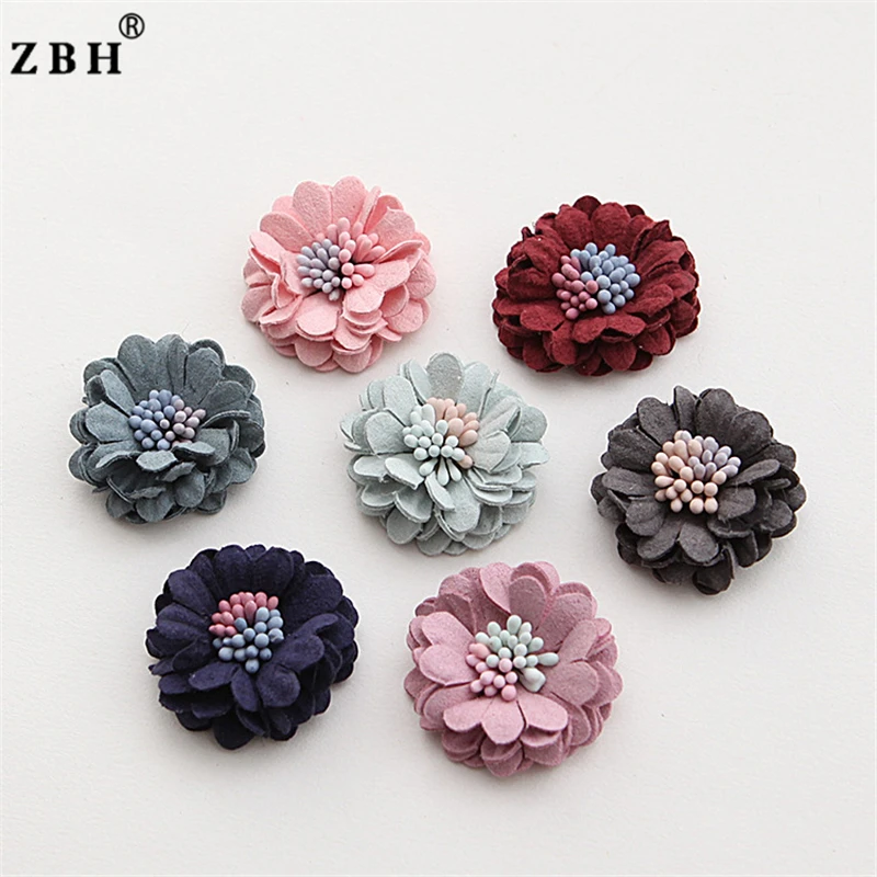 Mini Soft Leather Flower For Decoration Diy Fabric Flower Accessories