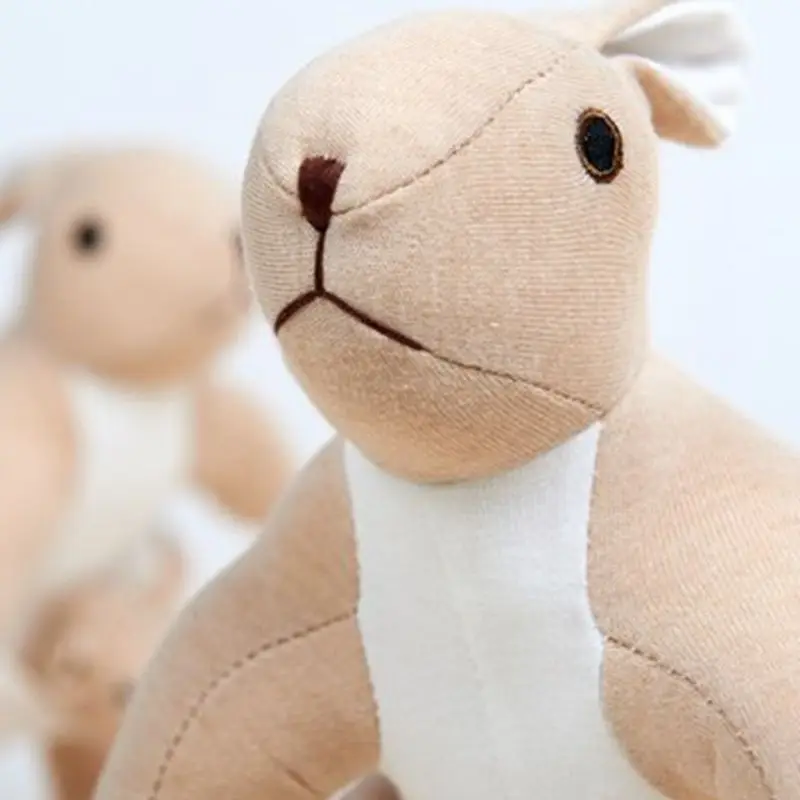 Soft organic interlock velour kangaroo brown teddy children plush toys