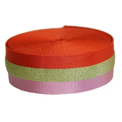 Factory Price Wholesale three colors Polyester Ribbon Gold Line Webbing 1.9 mm thickness 50mm width