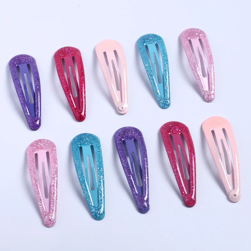 Wholesale 5cm Metal kids Barrettes Cute Hair pins Glitter Snap Hair Clips  For girls hair Accessories children  accesories
