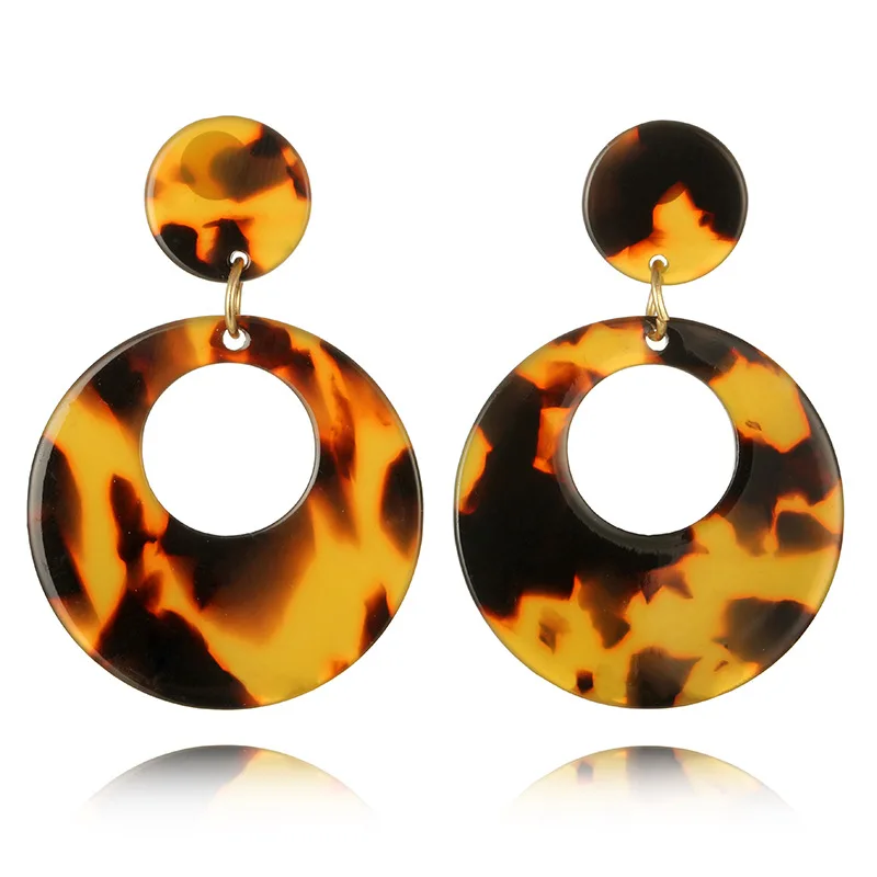 New Creative Acrylic Sheet Circular Fashion Fashionable Multicolored Round Acetate Acrylic Jewelry Earring Acrylic Earrings