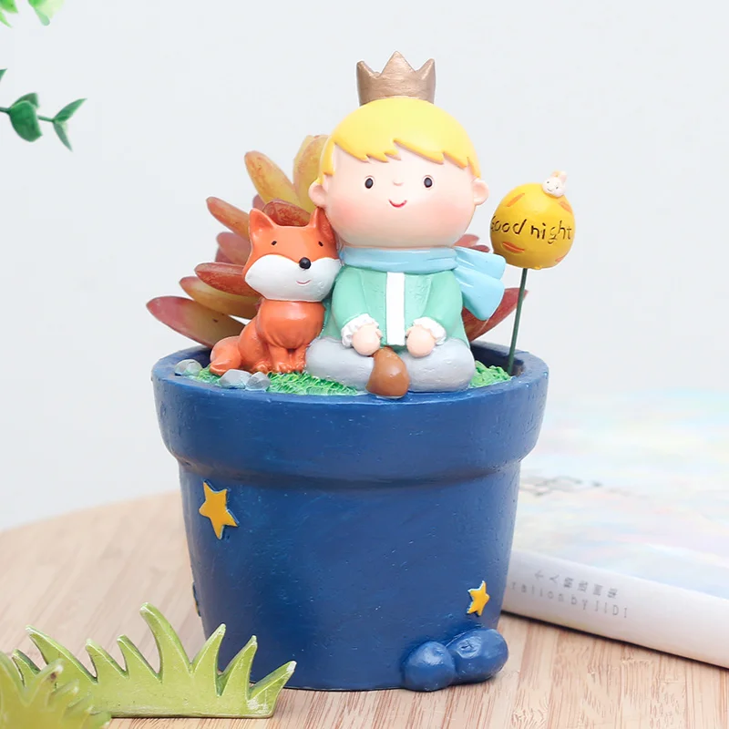Roogo little prince stand garden resin flower pots
