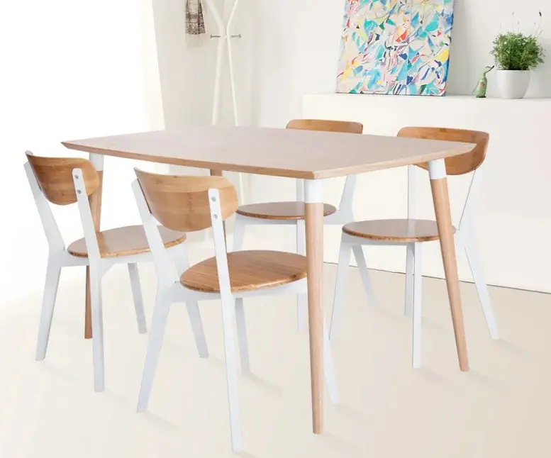 
BAMBKIN bamboo furniture kitchen dining room table and chair set for 4/6 five-pieces rectangle dining table set 