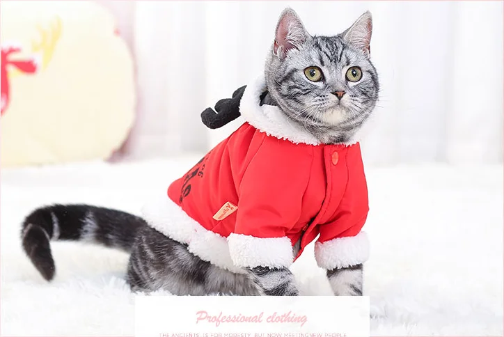 2018 New Design Christmas Cat Apparel Cute Reindeer Shaped Keep Warm Dog Clothes