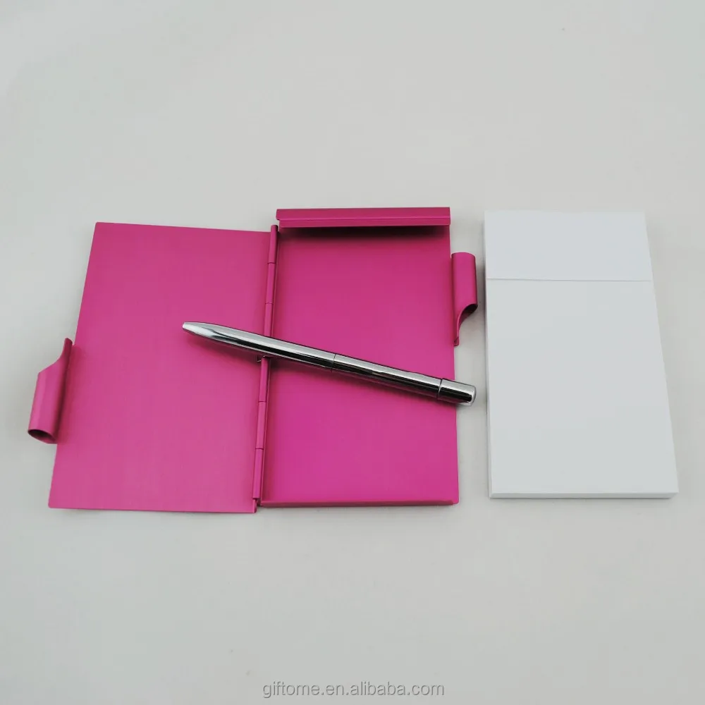 Promotional aluminum mini metal cover pocket notebook with pen