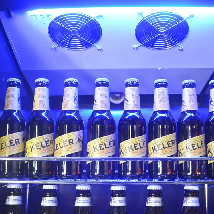 Door Refrigerator Upright Display Cooler Refrigerator Commercial Display Freezer Automatic Rebound 3 Glass Black CE R134a 630W