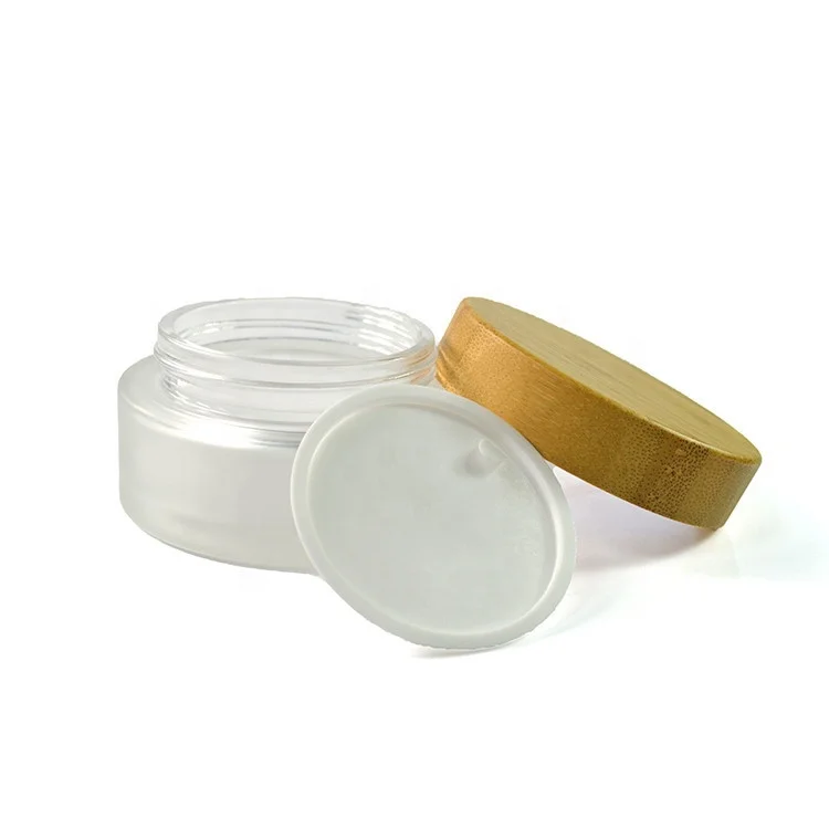 Natural Bamboo Cosmetic bright developing cream Snail White Facial Containers 5g 15g 30g 50g 100g 150g cosmetic glass cream jar