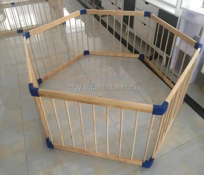 
Wooden portable baby playard with wheel 