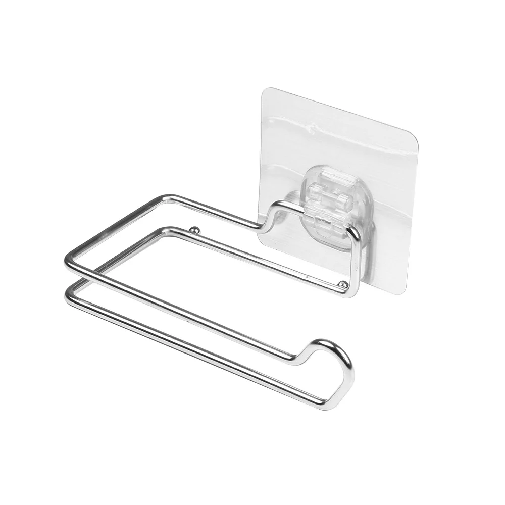 Wholesale Bathroom Stainless Steel Toilet Paper Holder Wall Mounted Self-Adhesive Magic Sticker Waterproof Tissue Holder