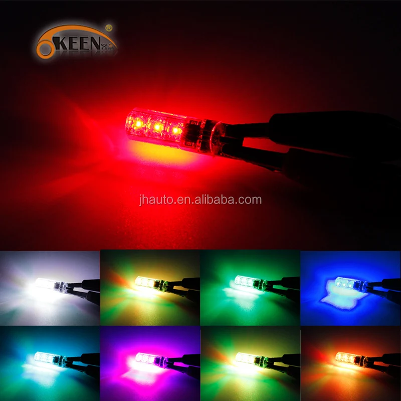 KEEN wholesale 12V LED bulb 5050 6smd t10 RGB silicone bulbs car led interior light with RF remote for decoration