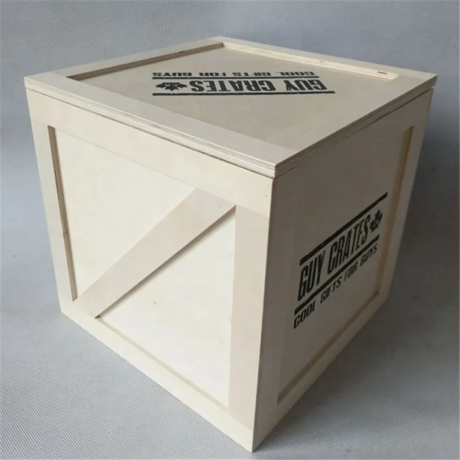 Industrial Style Wooden Packaging Box Plywood Mini Shipping Crate Man-Box Miniature Crate Product Boxes For Watch Beard Care Kit