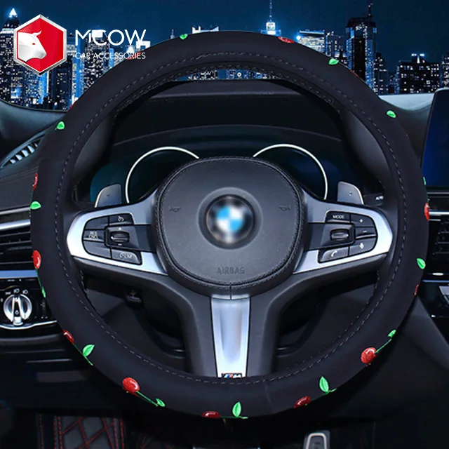 
Fashion Embroidery Design Gril Auto Wrap Steering Wheel Cover For Car Accessories 