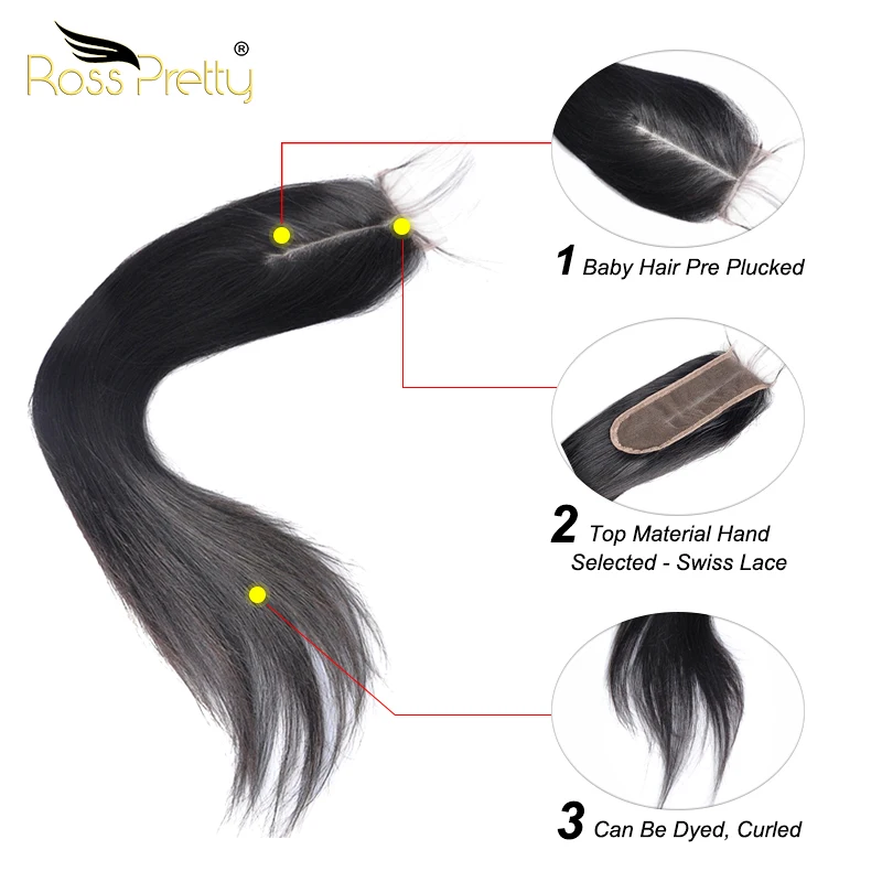 Ross Pretty Human Hair Best Price 14-20inch Bone Straight Hair With Closure Burmese Straight Hair 2x6 Closure