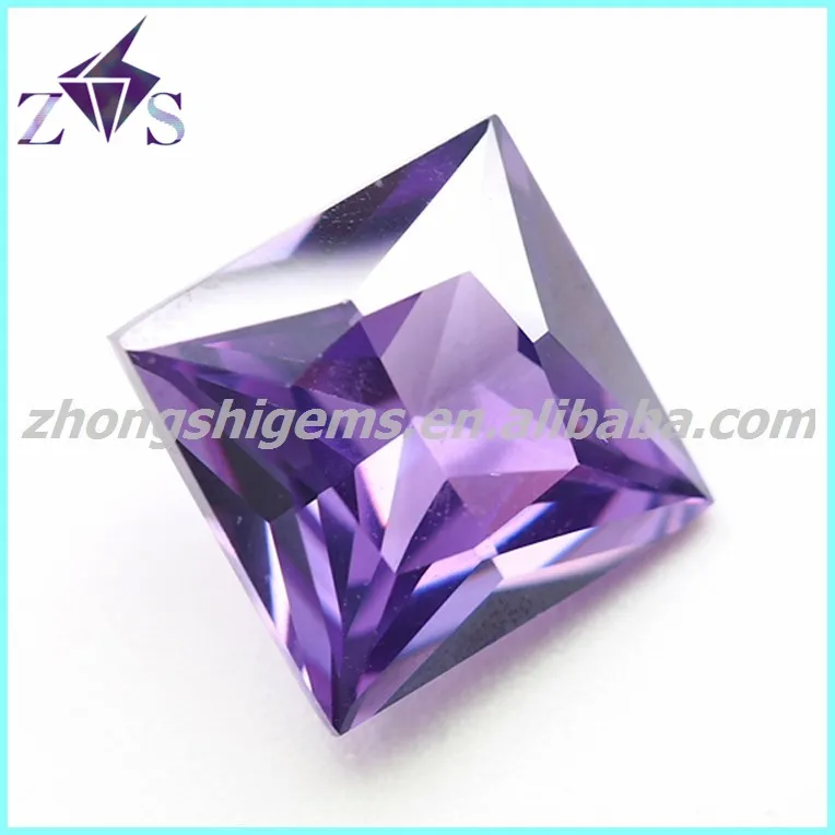 amethyst color princess cut cz loose stones