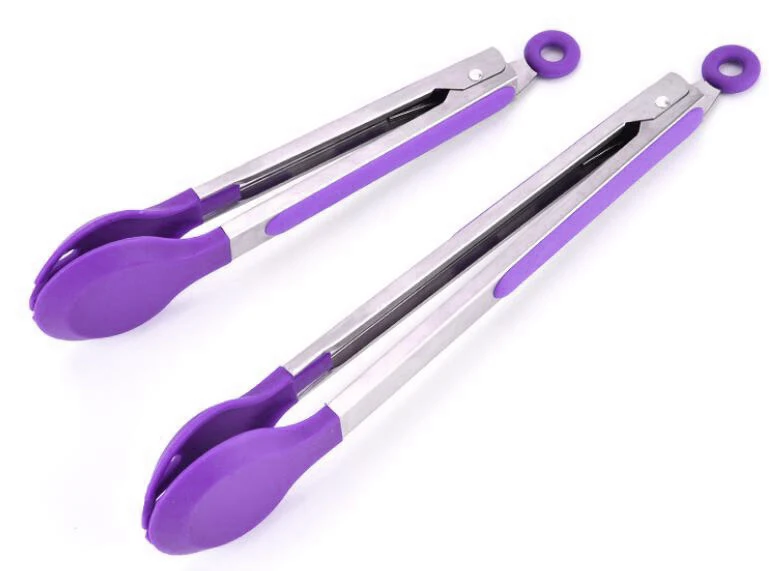 Food BBQ Clip Handle Clamp Stainless Steel Serving Tongs Useful Tool SW12142012A