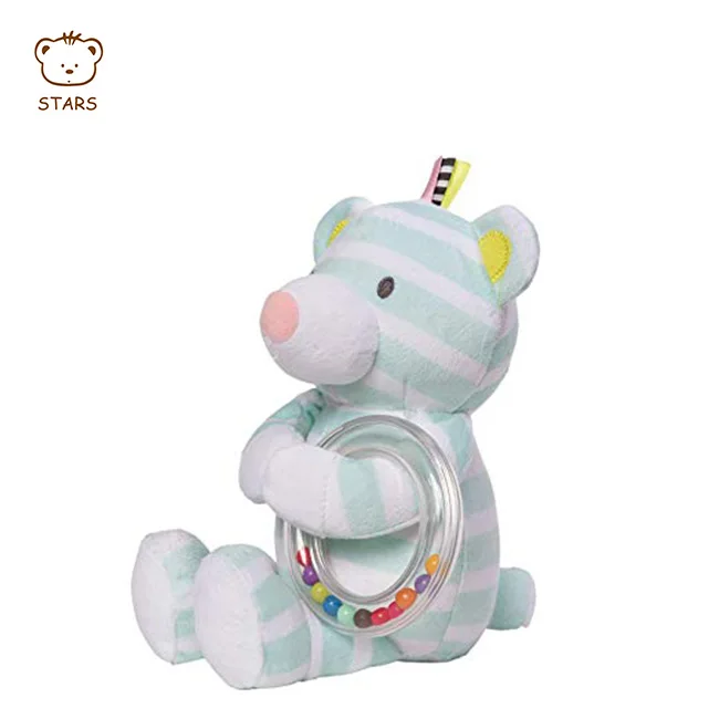 Eco-friendly Bear Hand Shake Rattle Bell Soft Baby Rattle Teether Toy