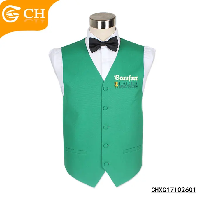 OEM ODM Mens Coloured Logo Waistcoats Volunteer Vest Cotton Custom Football Logo Design Vest Club Waiter Hotel Waistcoats
