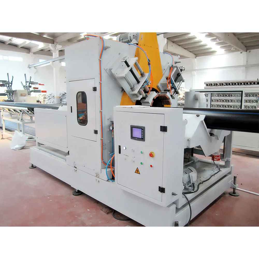 Straight / Beveling Pipe Cutter PVC PE HDPE Plastic Pipe No Dust Cutting Machine