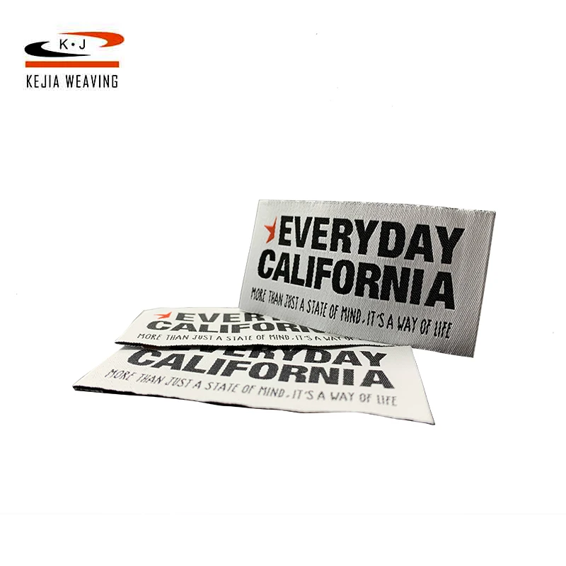 Label Manufacturer Custom Brand Name Logo 100% Polyester Woven Neck Labels for tshirt
