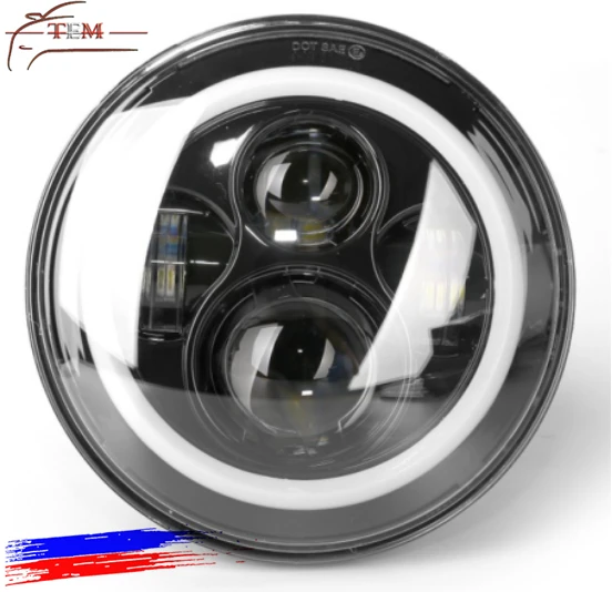 7 inch round LED headlight angel eyes for HARLEY motorcycle 40W led DRL front light