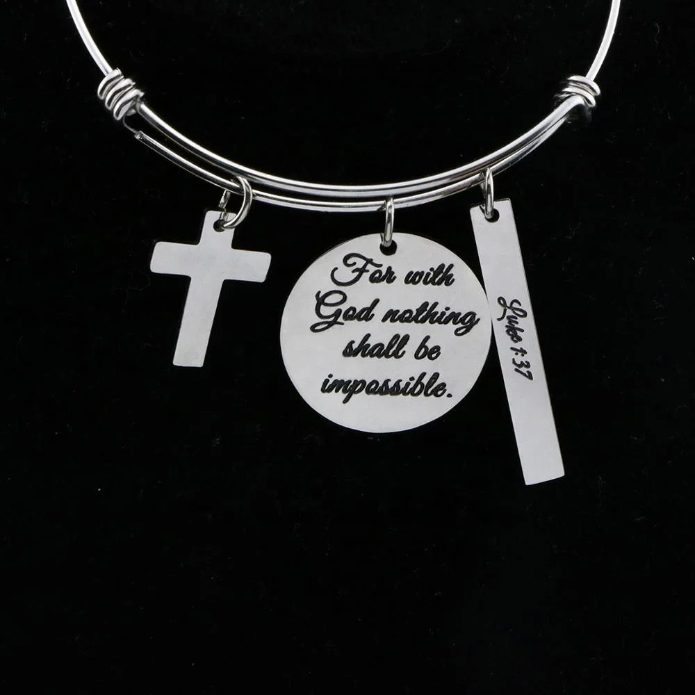 Good Price China Stainless Steel Charm Bangle Bracelet Cross Jewelry