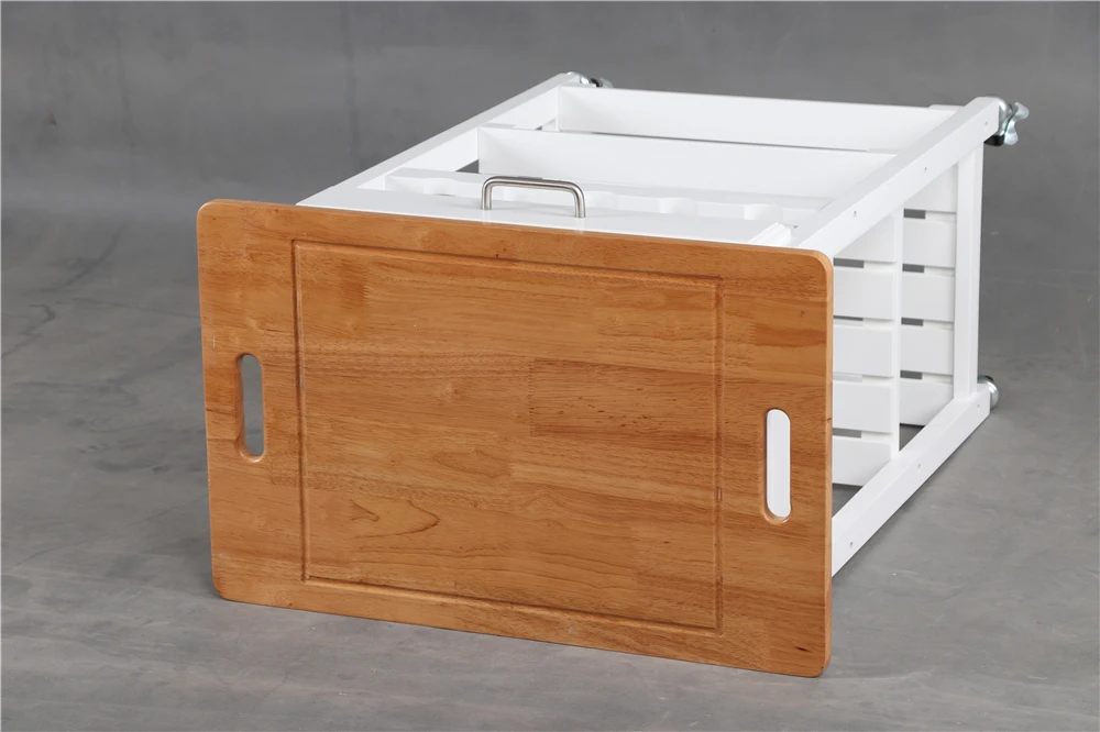 
Factory direct pine wood fancy white kitchen island trolley with drawer 