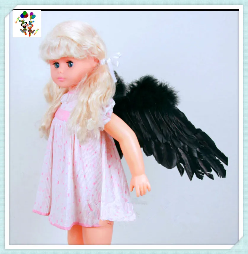 Hand Made Baby Doll Photo Prop Party Costume Small Black Feather Angel Wings HPC-2392