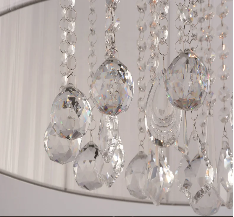 MAX 60W Traditional/Classic Crystal Chrome Metal Chandeliers Black Drum Bubble Shade Ceiling Light Voltage 110 120V