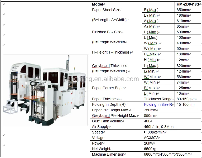 HM-ZD6418G Automatic Rigid Box machine for watch boxes(Special-shaped box (optional))