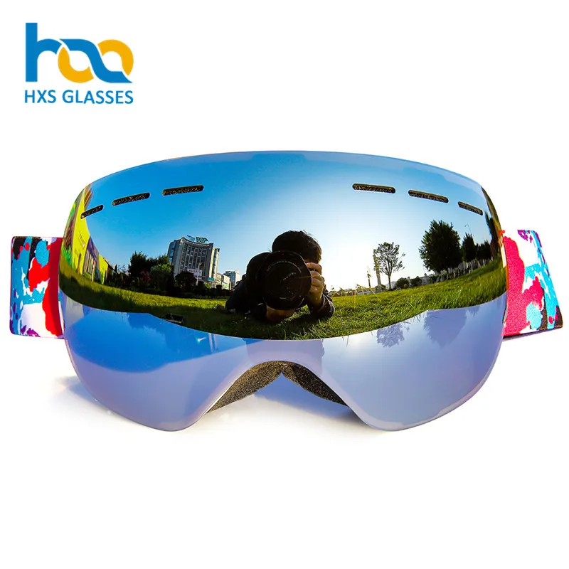 High Quality Double Layers  Anti-Fog Mirror Lens UV400 Custom Winter Snowboard Sport Eyewear Ski Goggles for Adult
