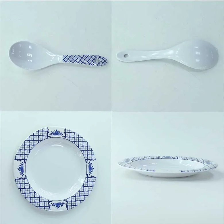 22 pcs multi shape China blue-white super ware tableware set melamine dinner sets