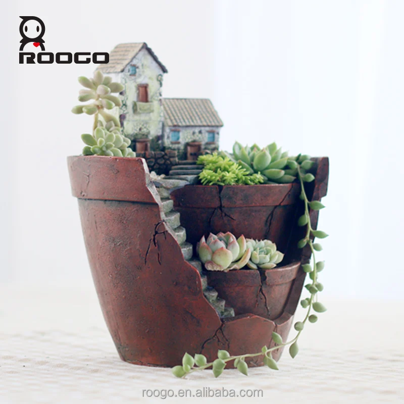 Roogo садовый в воздухе полимерный суккулент бонсай деревенский коттедж цветочный горшок многоместный горшок домашний и садовый декор