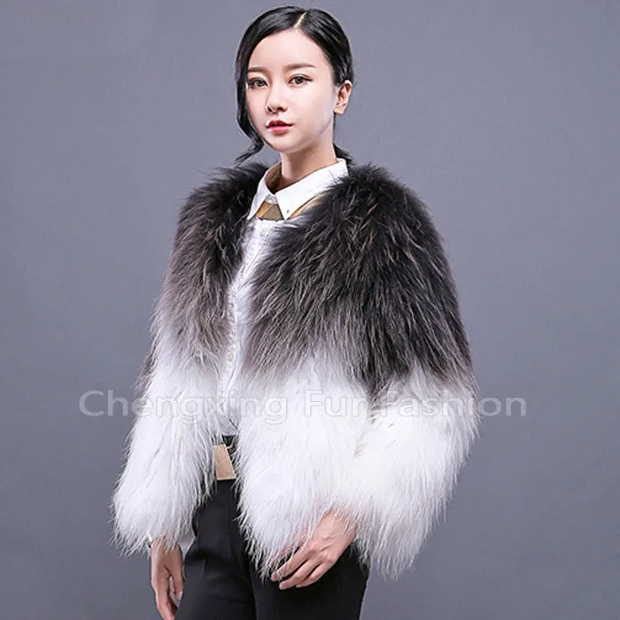 CX-G-A-187B New Classic Hand Knitted Fur Jacket Women Real Raccoon Fur Coat