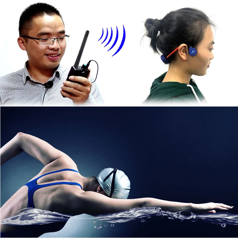1 Set of H-902 Wireless Waterproof Radio Headphone for Swimming Coaching Underwater Live Audio