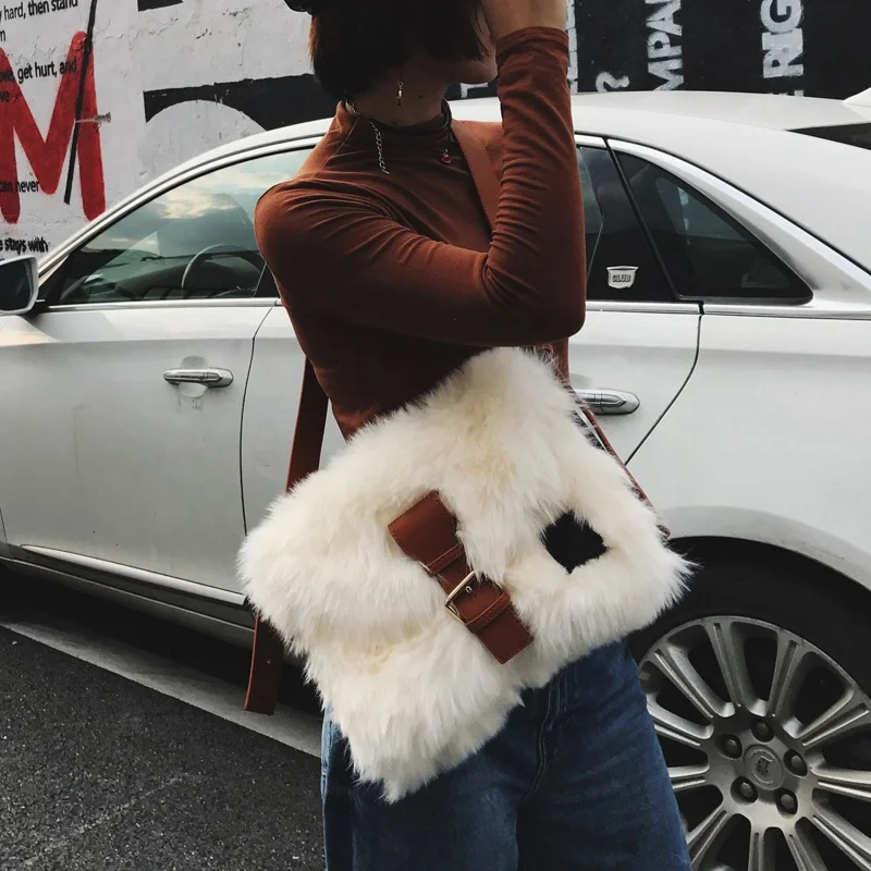 
 Новинка, Лидер продаж, модная женская сумка через плечо из искусственного меха кролика, женские сумки  