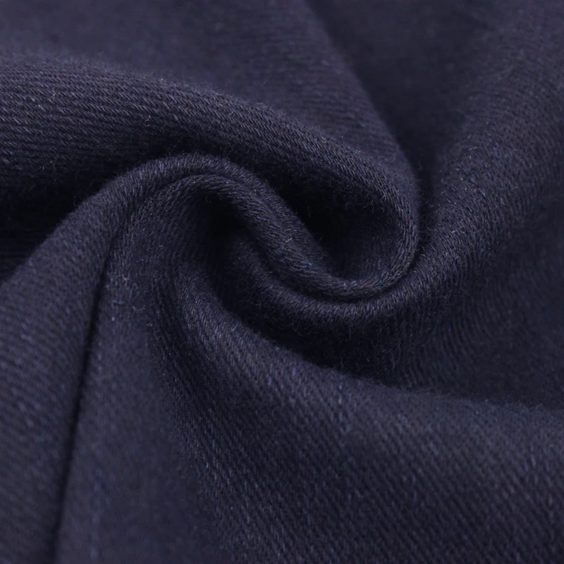 slubby polyester cotton twill denim fabric black indigo knit denim fabric