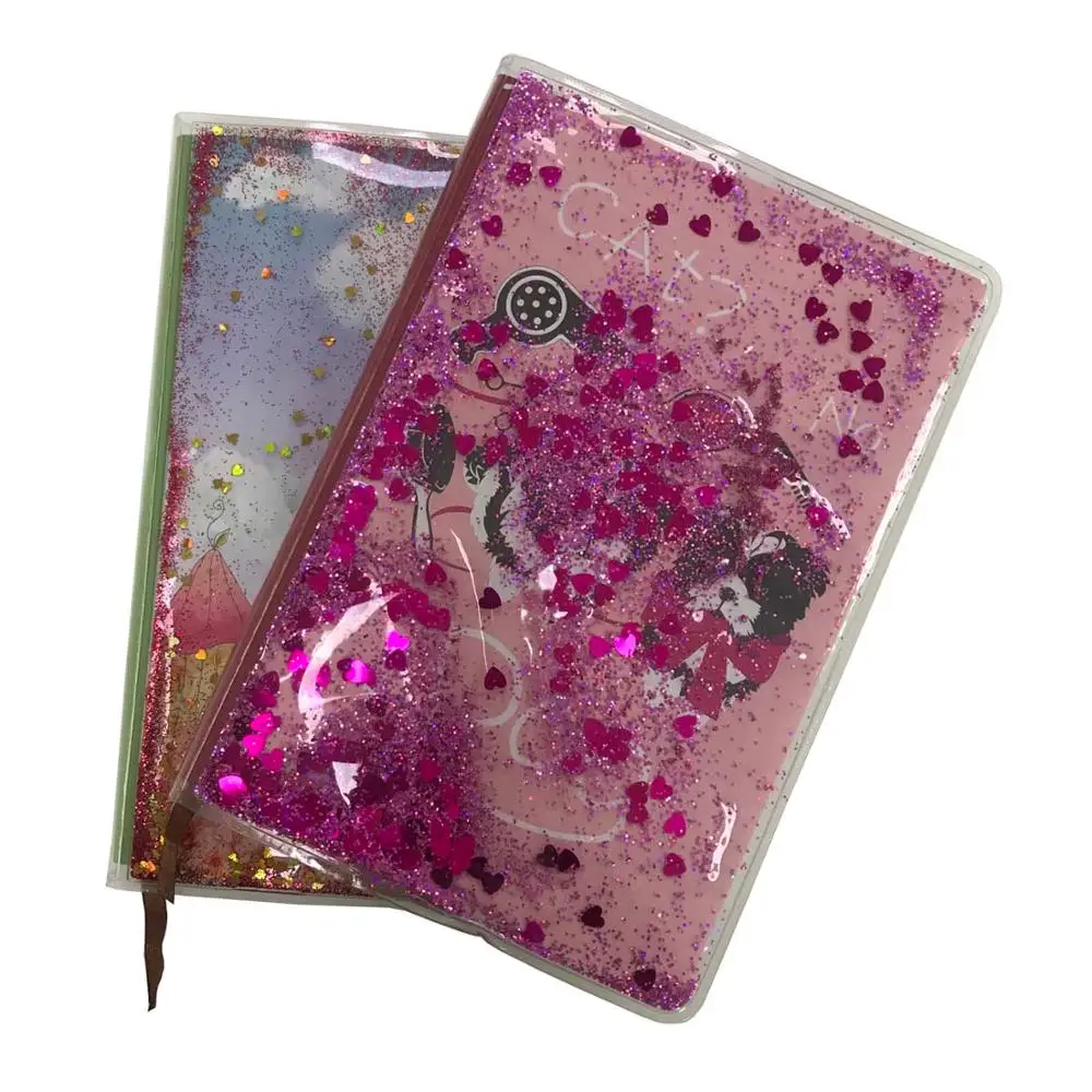 Мягкий прозрачный чехол-книжка из ПВХ и пластика с блестками для школьников