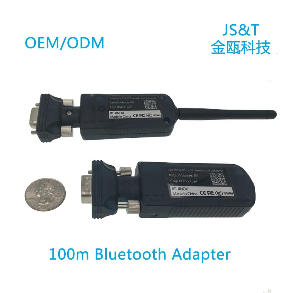 JINOU RS232 Bluetooth 3.0 Serial Adapter 100m with Class 1 External Antenna Wireless Long Range Data Transfer Serial Port