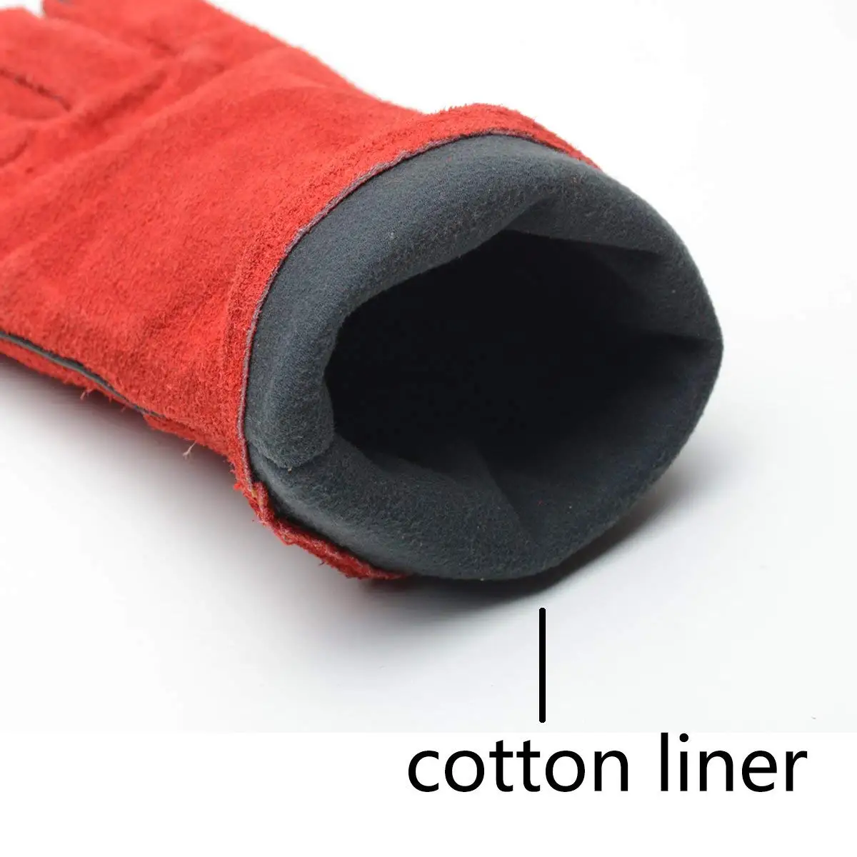 Red Color Long Warm Winter Lining Flannelet Cow Split Leather Tig Welding/Arc/Mig Sleeve Heat Resistant Protective Gloves