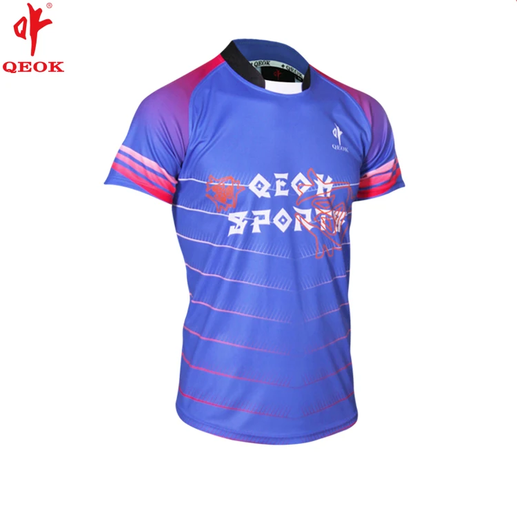 Sky Blue Rugby Football jerseys ,Qeok Sports Design,Digital printing garments