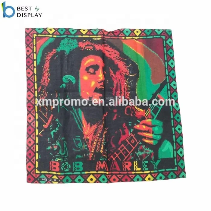 Fashion design screen printing multifunctional square custom cheap 100% cotton bandana