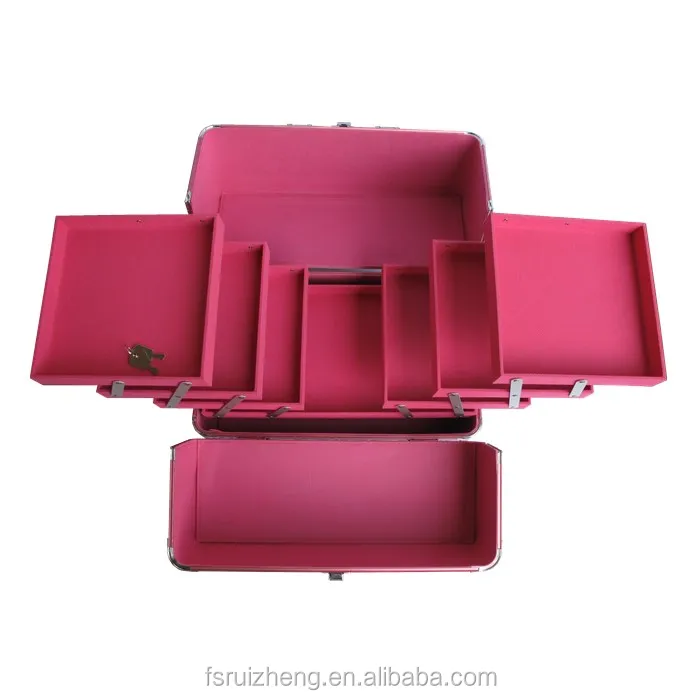 Vintage aluminum hard cosmetic carrying case  outdoor travel  locking hard makeup case